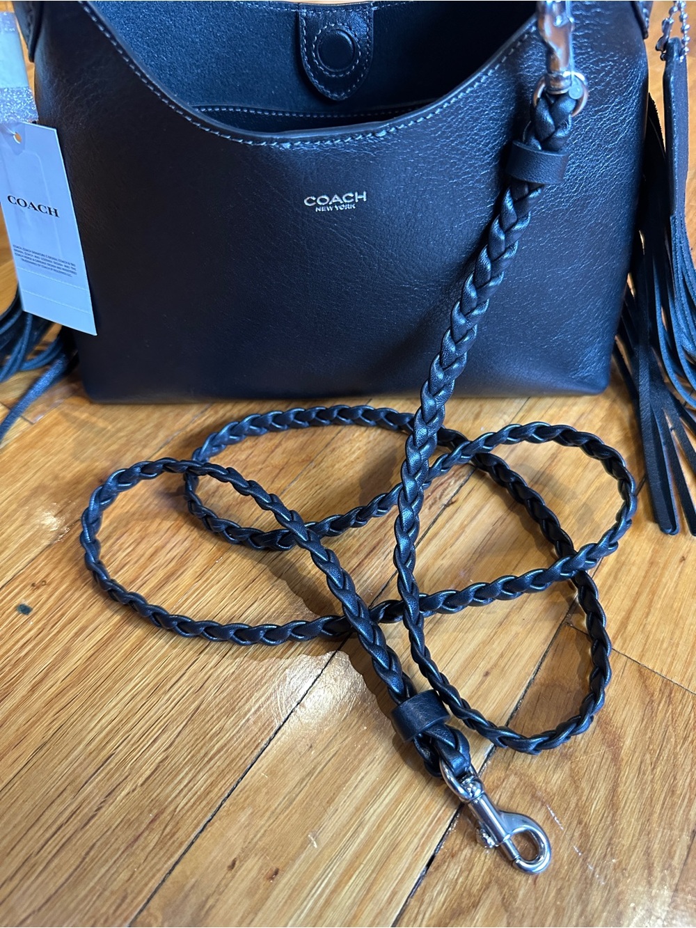 Coach Black Brooklyn 23 Shoulder Bag with Fringe Tassels Brand New w/Tags - Picture 9 of 16